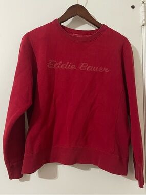 VTG Eddie Bauer Script Embroidered Sweatshirt Red Large
